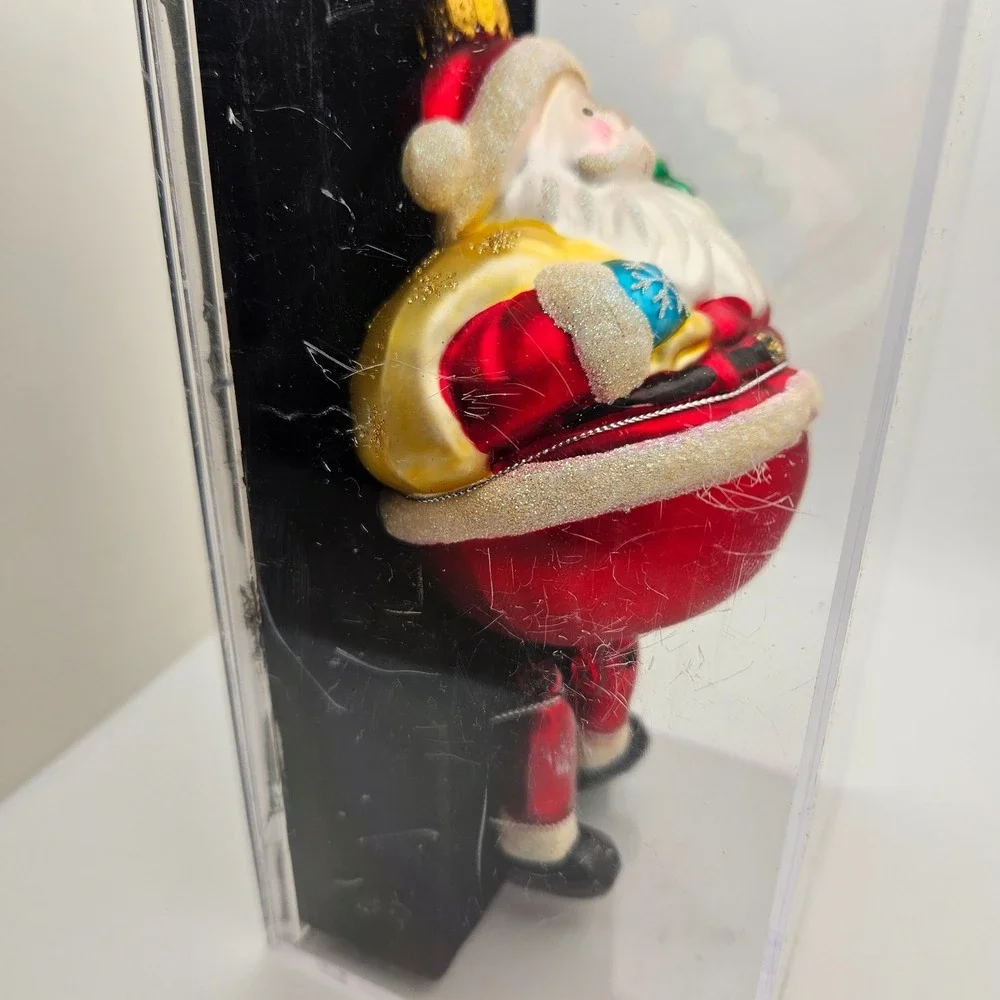Vintage Target Santa‎ Claus Glass Christmas Ornament 2004 Hand Crafted Boxed